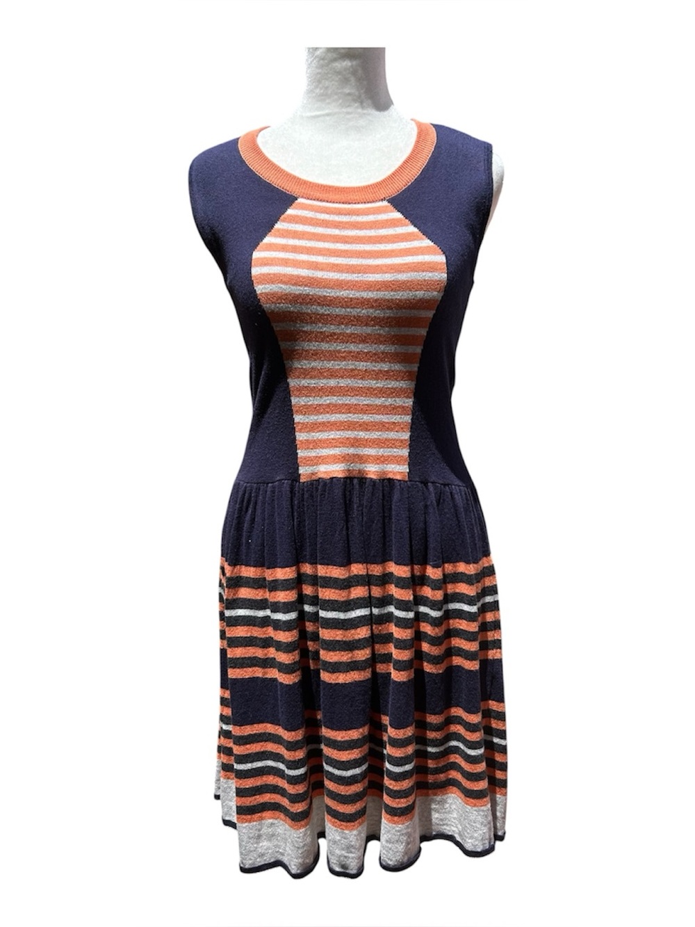 THML Knit Dress Striped Orange Blue